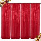 Sequin Curtains Backdrop 4 & 6 Panels 2x8FT - Shimmer Glitter Party Backdrop Curtain for Wedding Birthday Bachelorette Photo Booth, 25 Colors Reusable Event Decoration