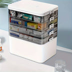 Transparent Multi-Tier Stackable Storage Box 2 or 5 Layer Large Capacity Portable Organizer for Pills Office Sewing Supplies Home Travel Easy to Clean Durable