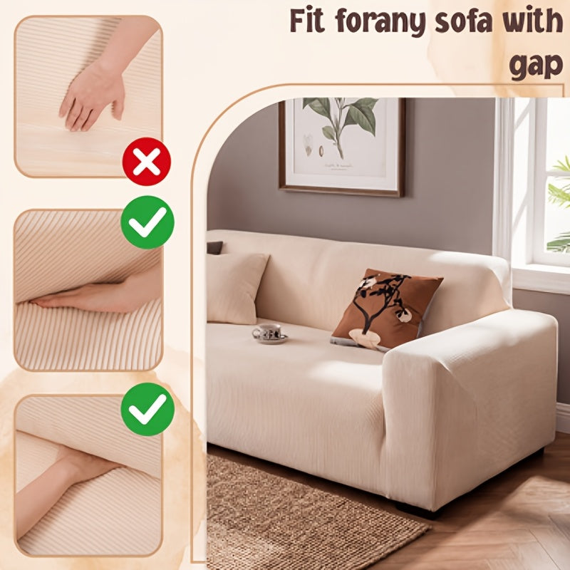 Sofa Slipcover with Skirt – Stretch Jacquard Full Coverage Couch Cover, Pet Proof Non-Slip Machine Washable, Fits 1 2 3 4 Seater Sofa for Living Room Bedroom, All Season Furniture Protector