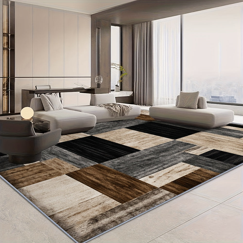 Luxury Velvet Area Rug Modern Geometric Pattern Purple Accents Non-Slip Machine Washable 100% Polyester Living Room Bedroom High Traffic 4 Sizes