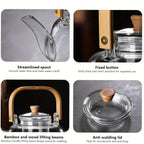 Glass Teapot with Removable Infuser 1000ml 33.81oz High Borosilicate Stovetop Safe for Open Flame & Electric Cooktop Loose Leaf & Herbal Tea Transparent
