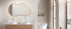 Irregular Wall Mirror Golden Asymmetrical Decorative Mirror Aviation Aluminum Alloy Frame for Bathroom Bedroom Living Room Entryway Cloakroom Modern Home Decor