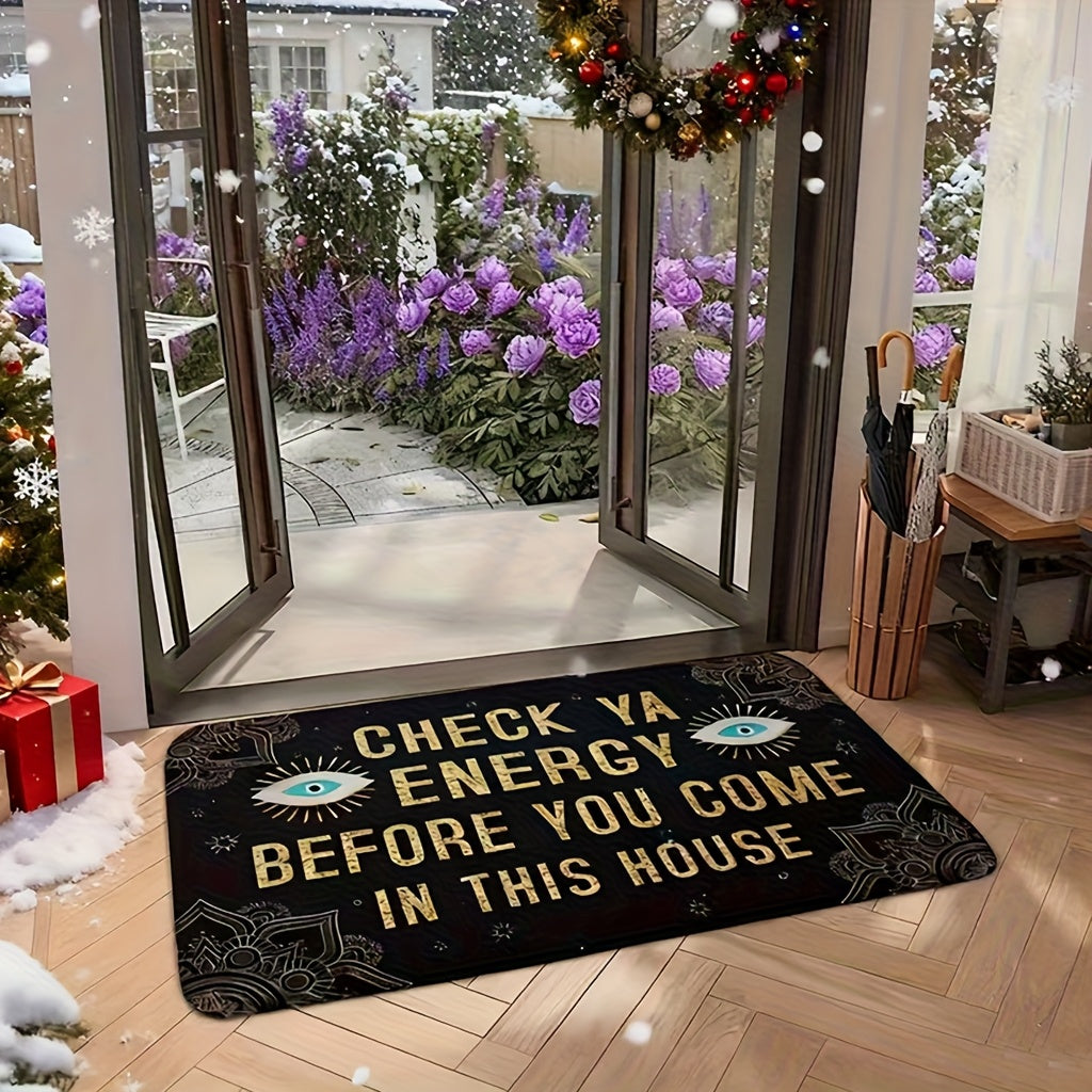 Check Ya Energy Doormat Quick Dry Anti-Slip Funny Welcome Mat for Entryway Indoor Bedroom Rug 2 Sizes