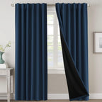 Blackout Curtains 2 Panels 100% Room Darkening 96 Inch Long – Triple Weave Thermal Insulated Back Tab & Rod Pocket Window Drapes for Bedroom & Living Room