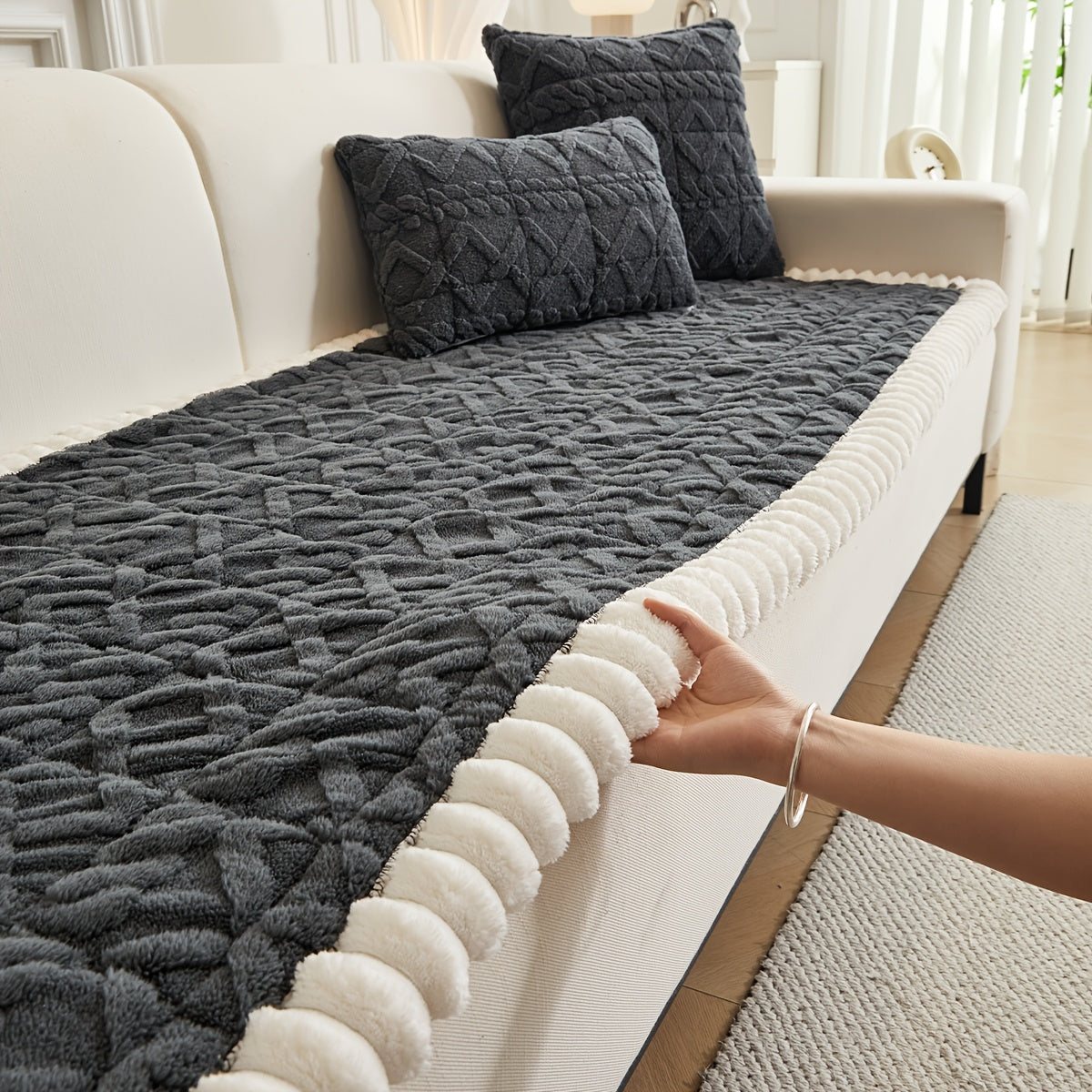 Thickened Quilted Sofa Cushion Pad Soft Polyester Seat Mat for Loveseat 2 3 4 Seater Sofa Autumn Winter Warmth Home Decor Dark Gray Dark Coffee Cream Green