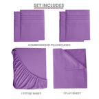 Brushed Microfiber Bed Sheet Set 6 Piece with Embroidered Pillowcases - Hotel Luxury Deep Pocket 16 Inch, Soft Breathable All Season, 24 Colors, Twin Twin XL Full Queen King Cal King