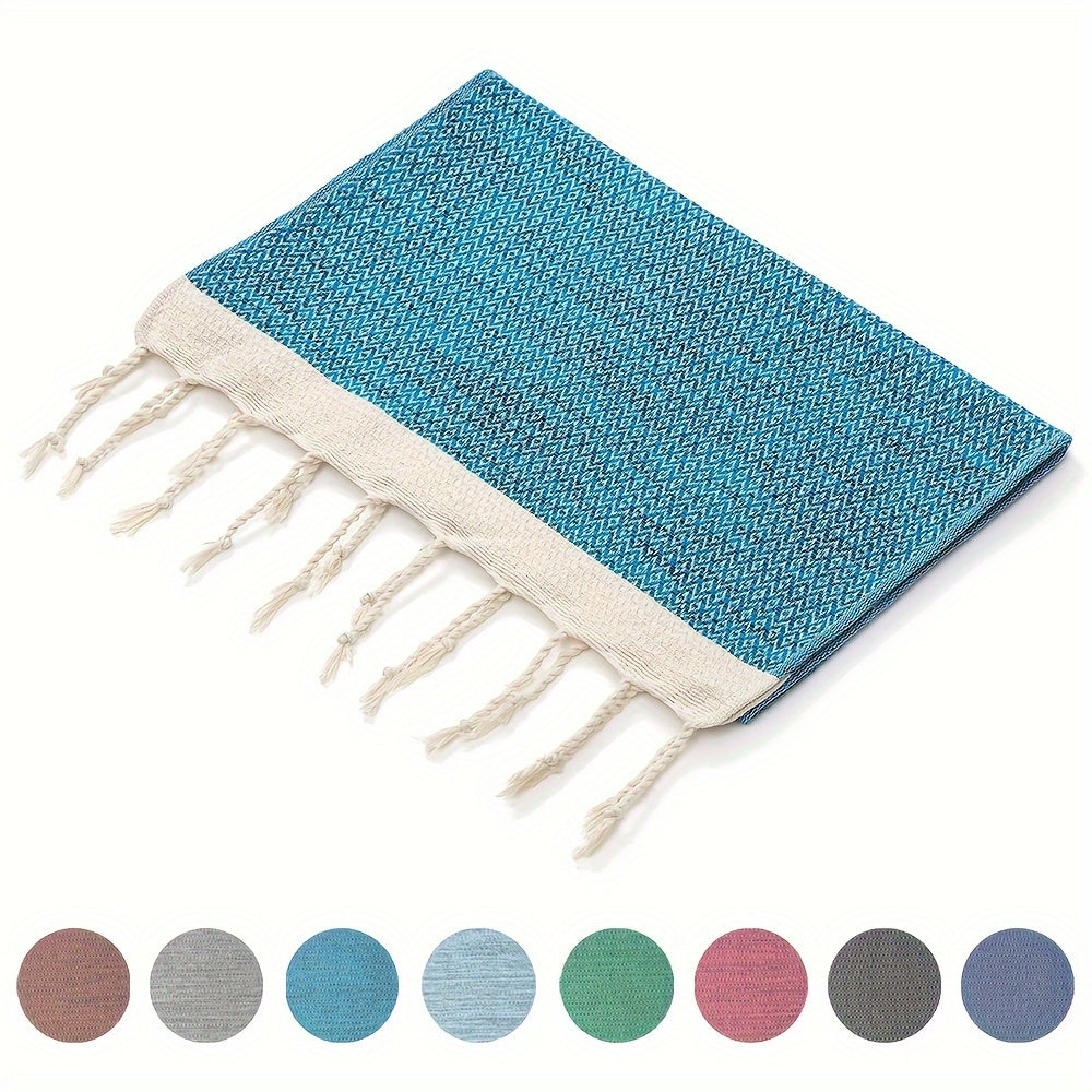 Turkish Cotton Tassel Hand Towels 2-Pack – Diamond Lattice Scandinavian Design, Soft Decorative Towels for Bathroom, Kitchen & Yoga | 7 Colors