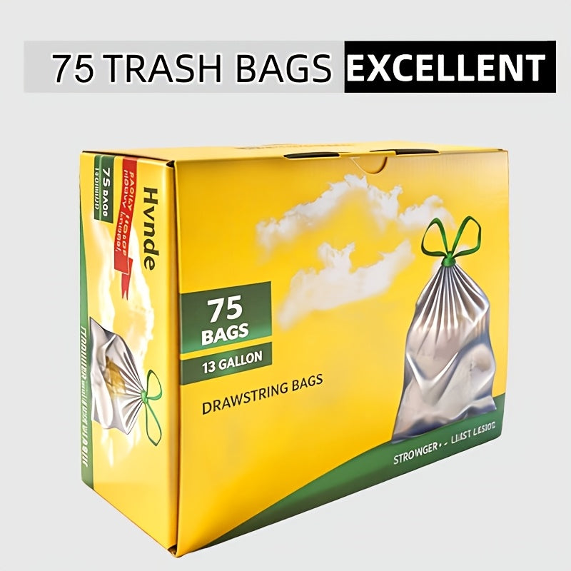 13 Gallon Trash Bags Heavy Duty Thickened Tear-Resistant Garbage Bags for Kitchen Office Bedroom Outdoor Courtyard 15kg Capacity 75 or 160 Count Multi-Purpose