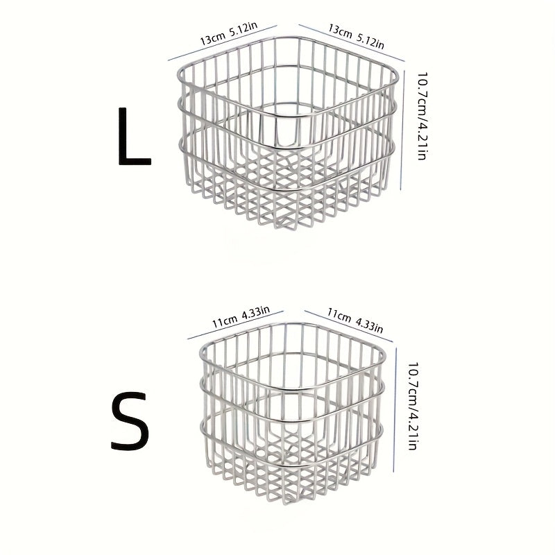 Open-Weave Storage Basket Organizer 1 or 2 Pack Multi-Purpose Bin for Bathroom Kitchen Desk Shelf Sleek Sturdy Contemporary Home Organization