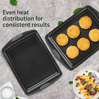 Non-Stick Baking Sheet Set with Silicone Handles – Heavy Carbon Steel Cookie Trays, Stackable, Assorted Sizes, 2/3/6/12/24 Pack for Baking & Roasting