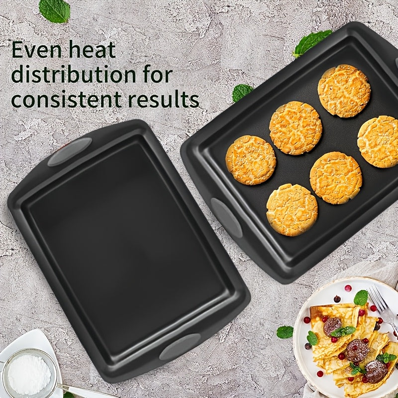 Non-Stick Baking Sheet Set with Silicone Handles – Heavy Carbon Steel Cookie Trays, Stackable, Assorted Sizes, 2/3/6/12/24 Pack for Baking & Roasting