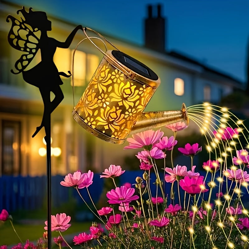 Solar Fairy Watering Can Light with String Lights – Vintage Metal Outdoor Garden Lamp, 600mAh Battery, Auto Dusk-to-Dawn, Portable Pathway & Patio Decor Light for Lawn & Garden, White or Colorful