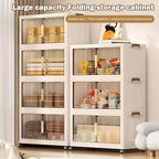 29.2" Wide Extra Large Collapsible Storage Cabinet 4/5-Tier – Stackable Plastic Bins with Lids & Wheels, Foldable Organizer System for Closet, Bathroom, Home, Office & Dorm
