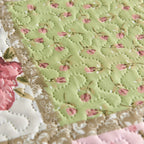 Patchwork Quilt Set 3-Piece Boho Reversible Coverlet Queen King Size Soft Lightweight Bedspread with 2 Pillow Shams All-Season Floral Stripes Bedroom Decor