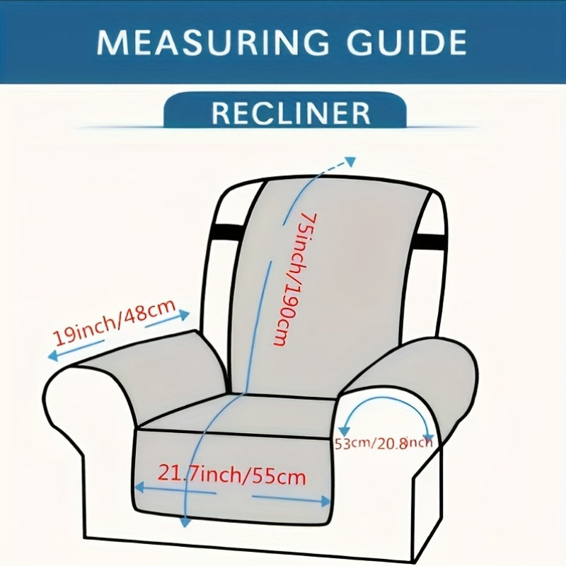 Thickened Shu Velvet Fleece Non-Slip Recliner Cover Plush Sofa Chair Cover – Warm Cozy Furniture Protector for Living Room Office Home, All-Season Recliner Slipcover