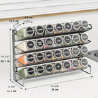Spice Rack Organizer with 28 Jars, 386 Pre-Printed Labels, Chalk Marker & Funnel – Wall Mount or Countertop Cabinet Spice Storage for Kitchen Pantry – 13.4" W × 10.8" H, Black