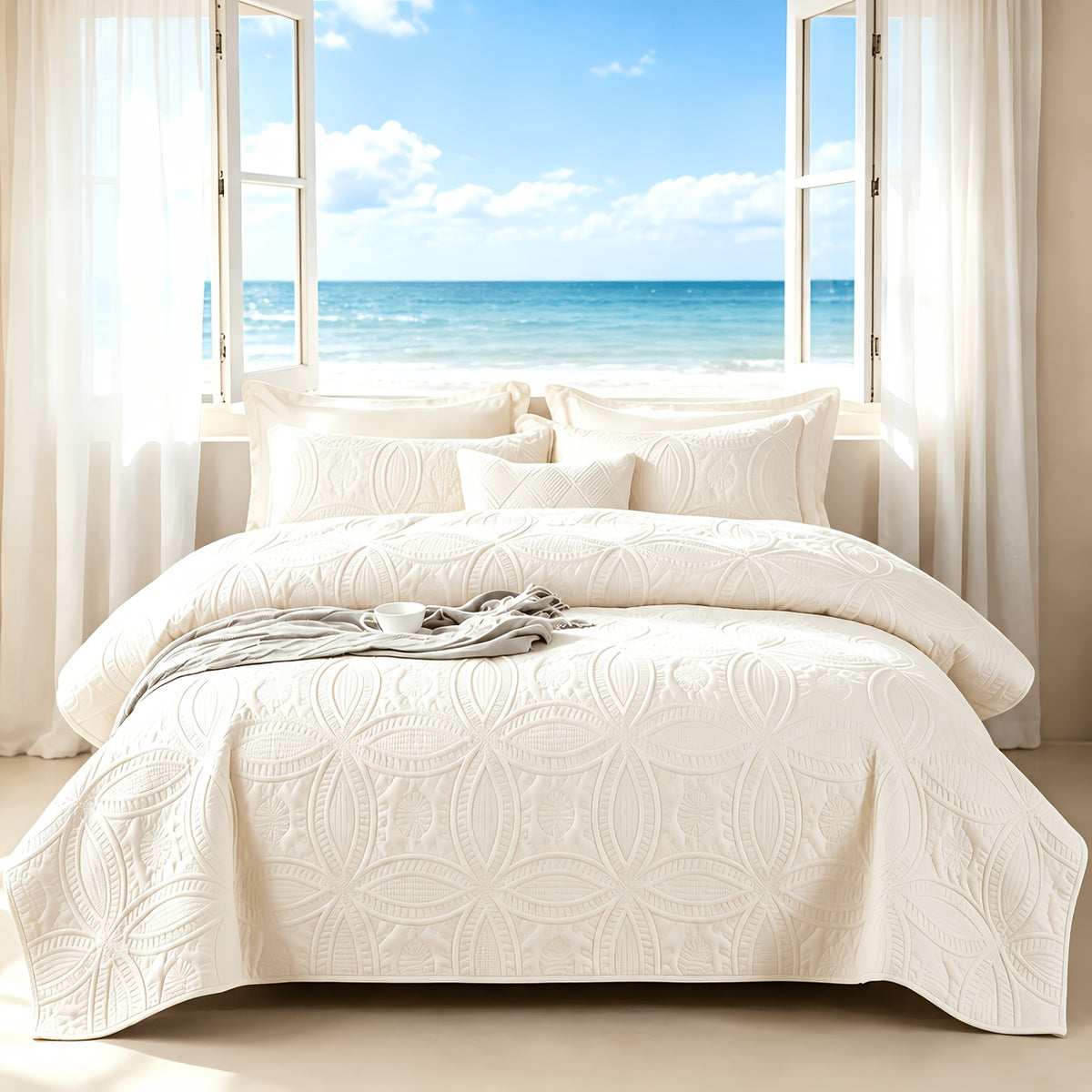 Lightweight Embossed Blanket Set with Pillowcases – Ultra Soft Textured Bed Blanket Twin Queen King, Breathable All Season Blanket for Bedroom Sofa Couch