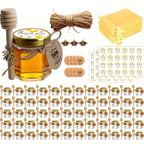 Mini Hexagon Honey Jar Favor Set – 1.5oz Glass Jars with Golden Lid, Bee Charm, Honey Dipper & Gift Tags | 20-60 Pcs | Wedding, Baby Shower & Party Favors