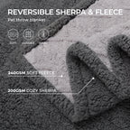 Liquid-Proof Reversible Sherpa Pet Blanket & Furniture Protector – Dog & Cat Throw Cover for Sofa, Bed & Couch | Small, Medium & Large Pets | Light Gray, Khaki, Beige