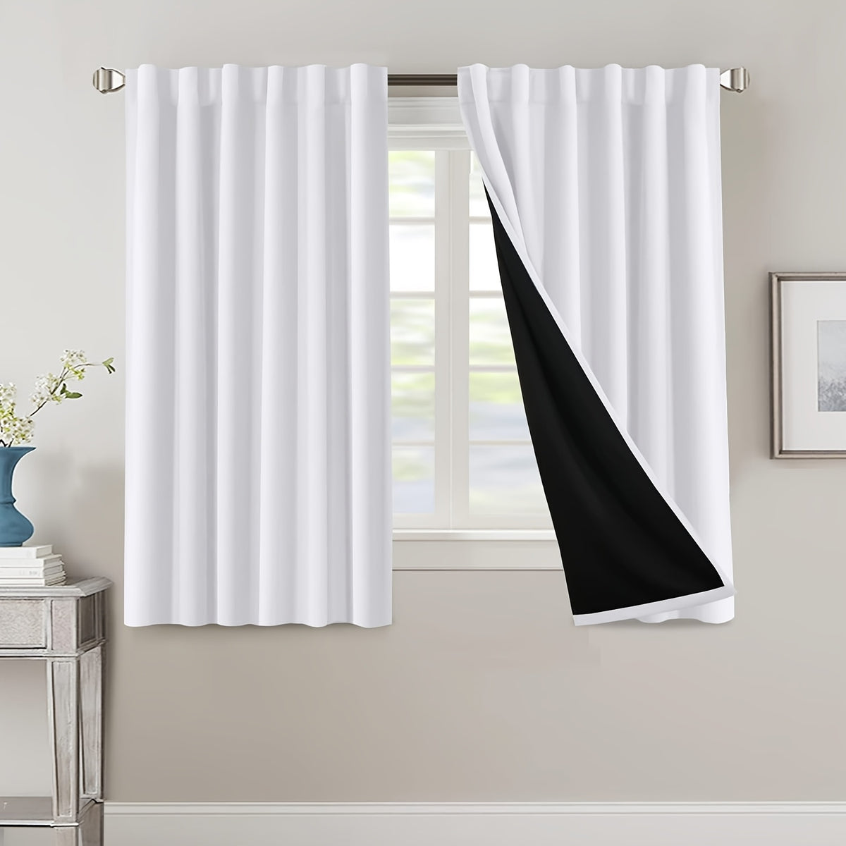 Blackout Curtains 2 Panels 100% Room Darkening 96 Inch Long – Triple Weave Thermal Insulated Back Tab & Rod Pocket Window Drapes for Bedroom & Living Room