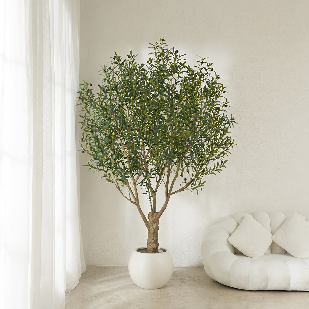 Artificial Olive Tree with Black Planter 5 6 7 8ft UV Resistant Faux Olive Plant Silk Leaves Mediterranean Indoor Outdoor Decor Living Room Office Bedroom Gift