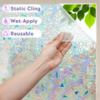 Rainbow Privacy Window Film Static Cling No Glue - Decorative UV Blocking Sun Film, 60% Privacy, Rainbow Light Effect for Home Bathroom Office, 7 Sizes