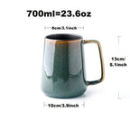 Large Ceramic Coffee Mug 24oz Vintage Style Dishwasher & Microwave Safe - Big Latte Cup for Men & Women, Office & Home, Hot Coffee Tea Soup Milk, Green & Blue Colors