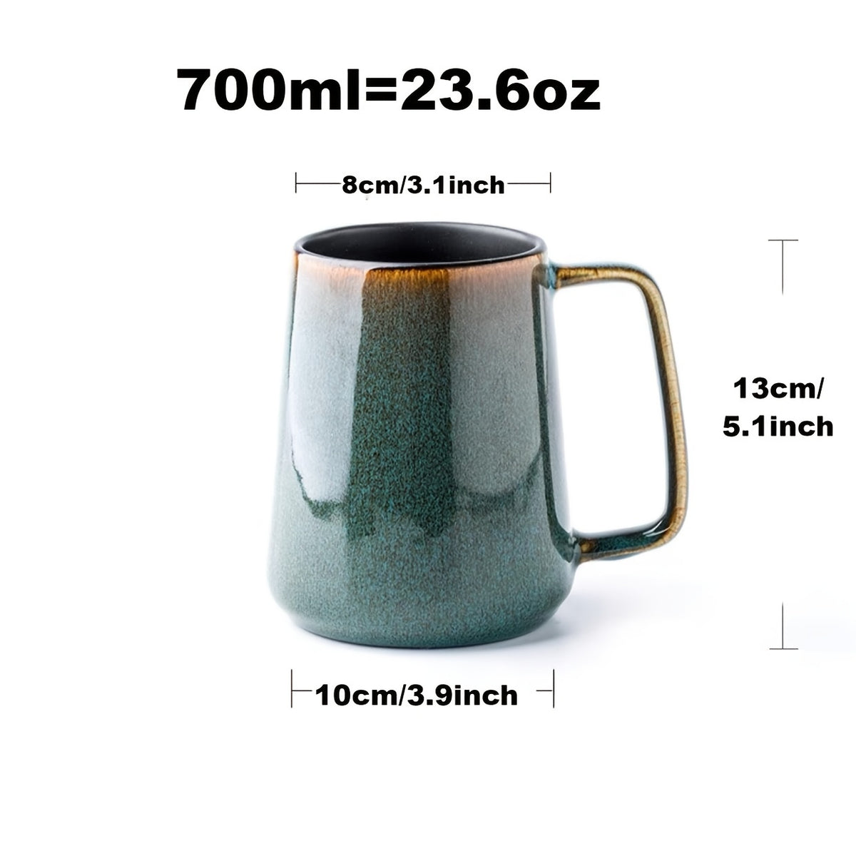 Large Ceramic Coffee Mug 24oz Vintage Style Dishwasher & Microwave Safe - Big Latte Cup for Men & Women, Office & Home, Hot Coffee Tea Soup Milk, Green & Blue Colors