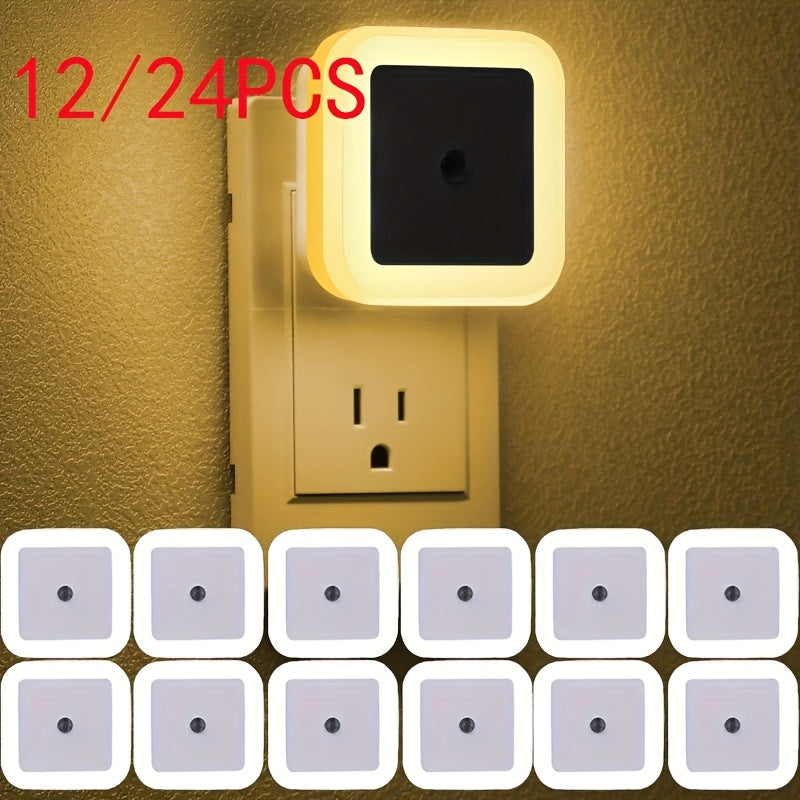 Plug-In LED Night Lights Dusk to Dawn Light Sensor, Energy Saving, White & Warm Light Options – 12 or 24 Pack for Bedroom, Bathroom, Kitchen & Hallway