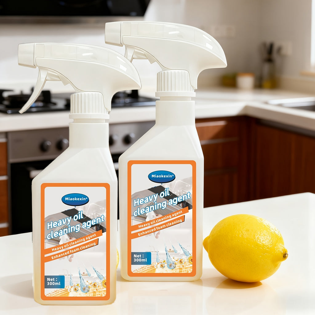 Heavy-Duty Kitchen Degreaser Foam Cleaner 10.14oz - Lemon Scent Grease & Oil Remover for Stoves, Ovens & Grills, Citric Acid & Coconut Oil Formula, Deep Foam Cleaning Action