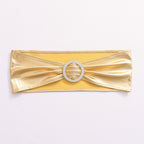 Metallic Spandex Chair Sashes Bow Bands 100pcs – Sparkle Lycra Stretch Chair Ties with Buckle for Wedding, Banquet & Party Decor | Gold, Silver, Rose Gold