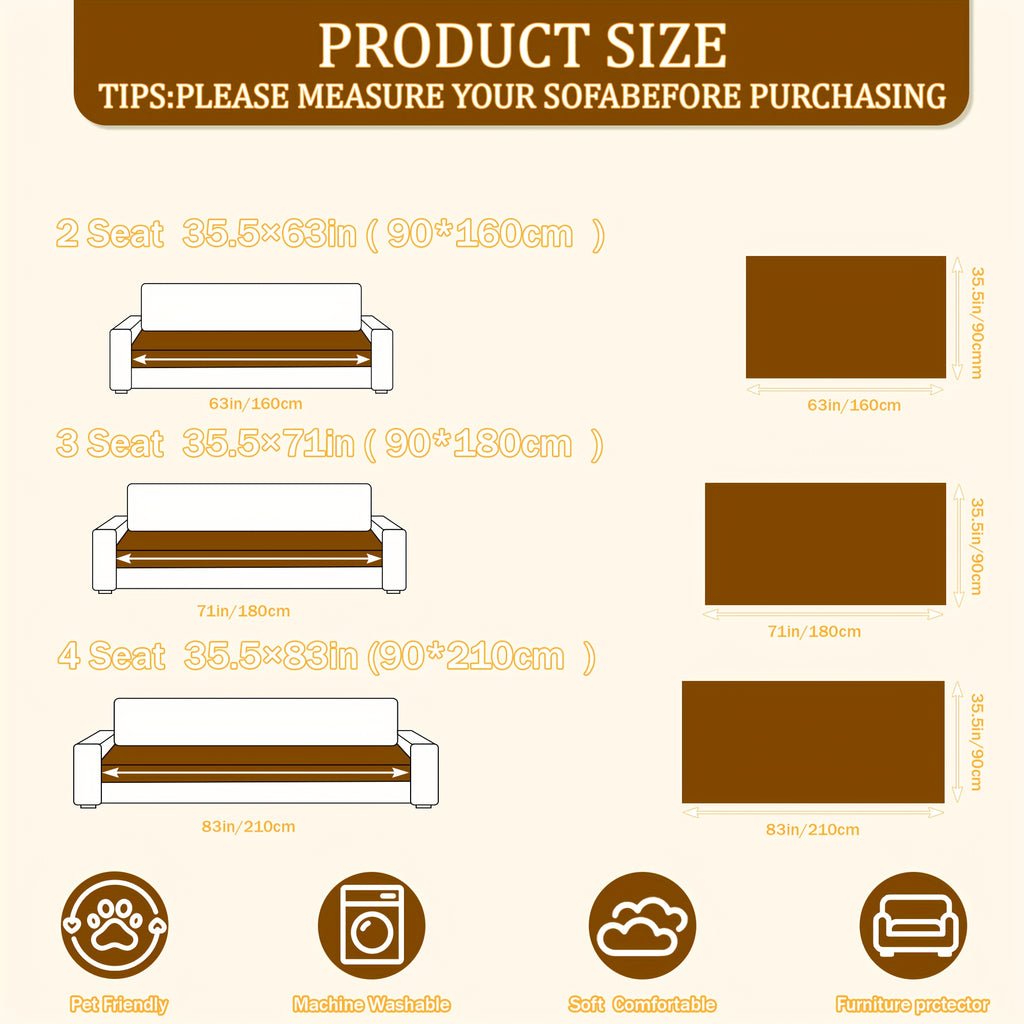 Non-Slip Sofa Slipcover, Striped Couch Cover for 2/3/4 Seater with Silicon Rubber Backing, Pet-Friendly Machine Washable Furniture Protector, All-Season Soft Sofa Cover, Sold by Piece