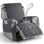 Quilted Recliner Cover with Side Pocket Anti-Slip Elastic Band Pet Furniture Protector – Easy to Install Sofa Recliner Slipcover for Living Room, All-Season Home Decor