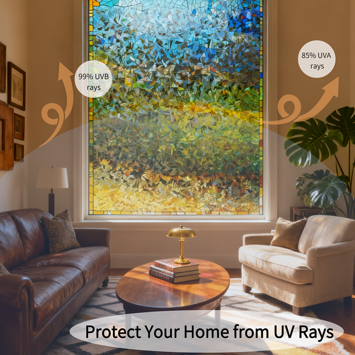 Rainbow Privacy Window Film Static Cling No Glue - Decorative UV Blocking Sun Film, 60% Privacy, Rainbow Light Effect for Home Bathroom Office, 7 Sizes