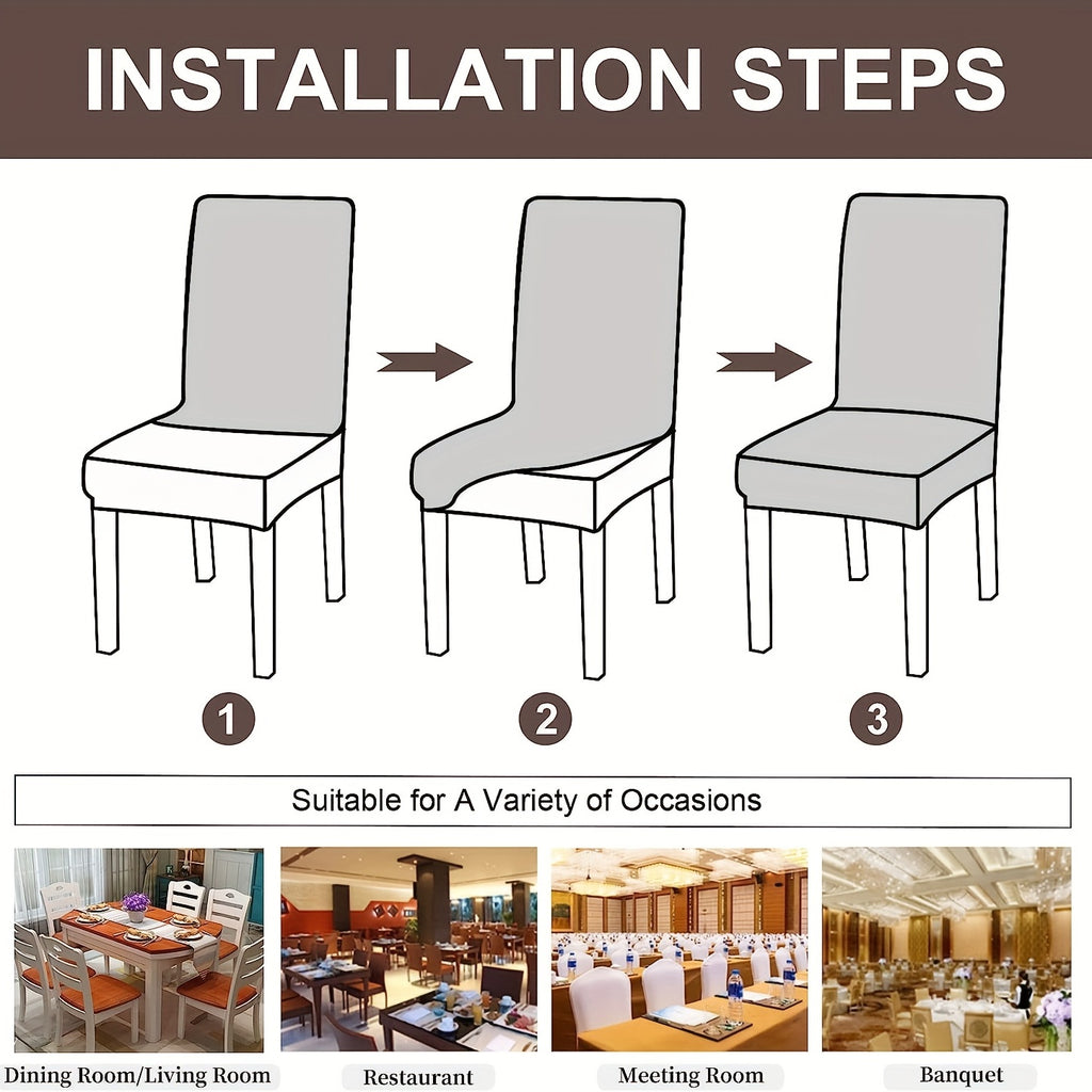 Stretch Jacquard Dining Chair Covers Set of 4 or 6 Removable Washable Polyester-Elastane Slipcovers – Chair Protector for Kitchen Home Hotel Restaurant, Valentine's Day Home Decoration