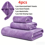 Microfiber Bath Towel Set 4 or 8 Piece – Extra Large 71×35” Ultra-Soft Quick Dry – Includes Bath Towel, Hand Towels, Washcloths & Hair Drying Cap for Bathroom, Hotel & Gym