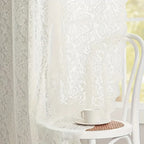 Phoenix Tail Floral Lace Sheer Curtain – Elegant Semi-Sheer Rod Pocket Panel with Eyelet Detailing | Living Room, Kitchen & Bathroom | White, Green & Coffee