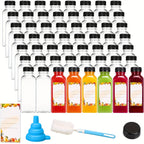 16oz Plastic Juice Bottles with Caps Bulk Set - Reusable Clear Beverage Containers with Lids for Juice Smoothies Milk Refrigerator Storage