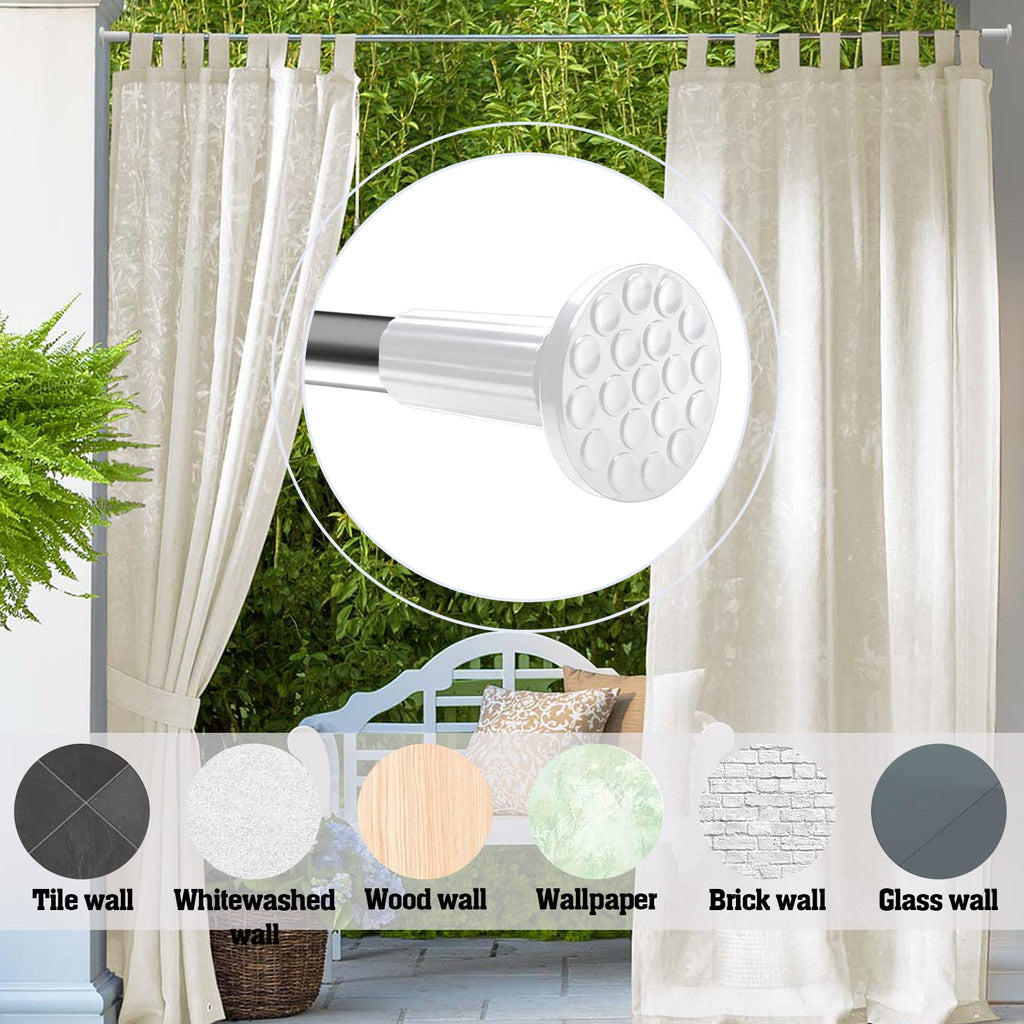 Tension Curtain Rod Adjustable 51-148 Inch No Drill Heavy Duty – Extra Long Spring Pressure Rod for Bathroom Shower Window Patio, White
