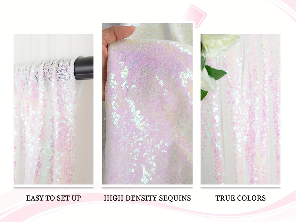 Sequin Backdrop Curtains 4 Panels 2FT x 8FT Glitter Party Decorations for Wedding Birthday Photo Booth Stage Background 30+ Colors