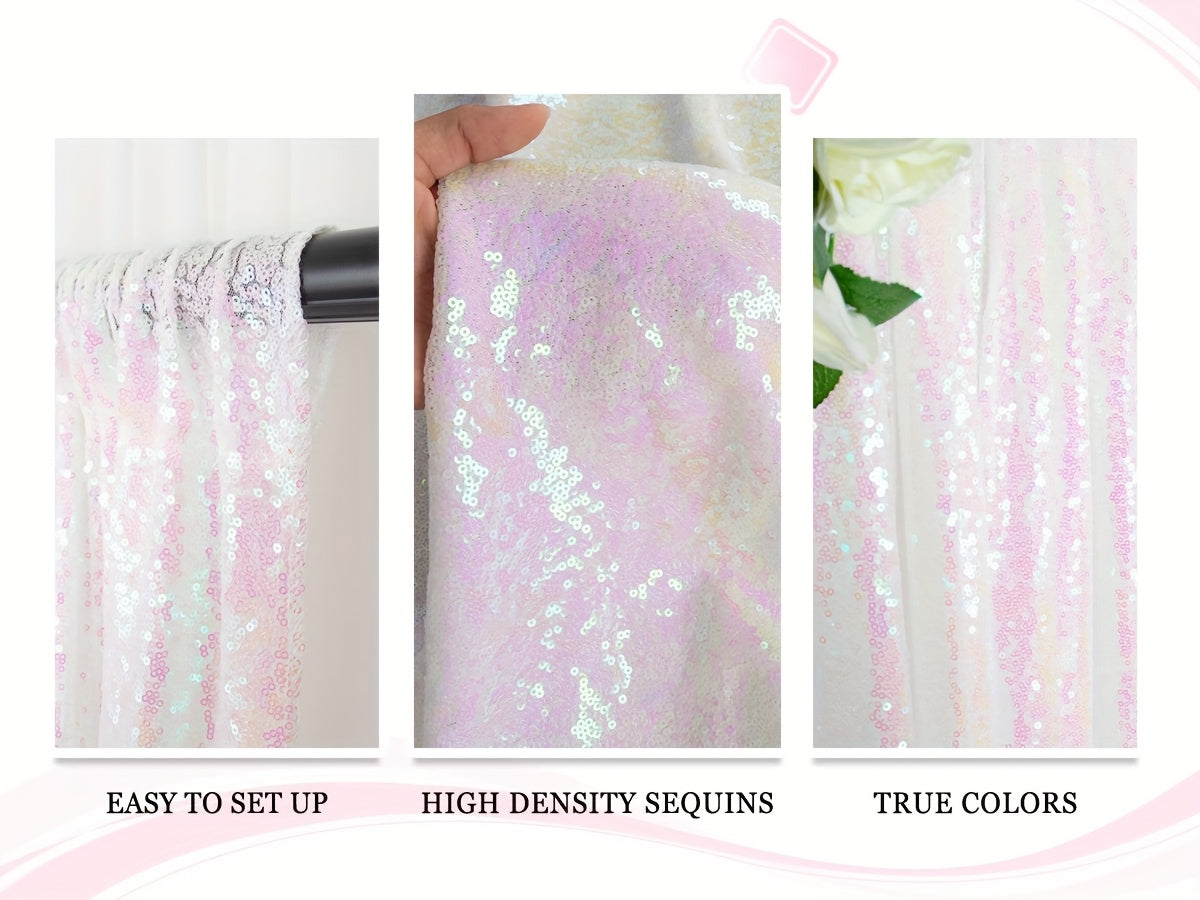 Sequin Backdrop Curtains 4 Panels 2FT x 8FT Glitter Party Decorations for Wedding Birthday Photo Booth Stage Background 30+ Colors