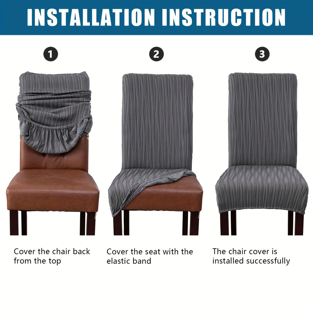 Stain-Resistant Stretch Dining Chair Covers Set of 4 or 6 Jacquard Polyester-Spandex Removable Slipcovers – Pet & Kid Friendly, Machine Washable, for Restaurant Home Wedding Christmas