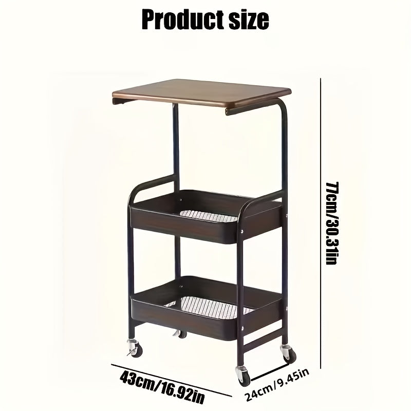 3-Tier Rolling Storage Cart with Wheels – Detachable Shelves, Portable Multi-Tier Rack for Kitchen, Bedroom, Bathroom & Snack Storage | Household Utility Cart