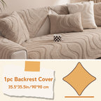 Velvet Sofa Cover Non-Slip Washable Plush Couch Slipcover Pet Friendly Thick Padded Furniture Protector 1 2 3 4 5 Seat Living Room Bedroom