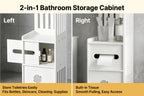 Large Capacity Bathroom Organizer Storage Cabinet with Toilet Paper Holder – Waterproof Dustproof Wall-Mount Bathroom Storage for Kitchen Bedroom Living Room Dining Room, Easy to Install