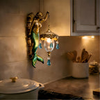 Mermaid Wall Night Light Battery Powered Wireless - Vintage Soft Glow LED Wall Lamp with Elegant Tail Design for Bedroom, Kids Room & Fantasy Decor, Plug-Free Wall Sconce Gift