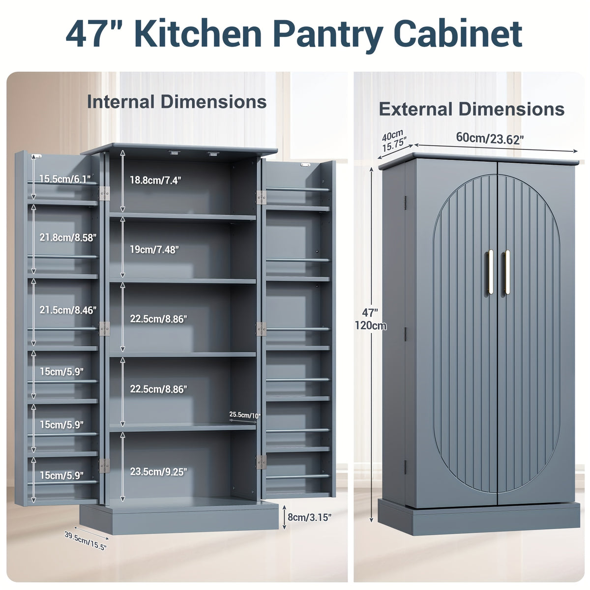 47 Inch Kitchen Pantry Storage Cabinet with Drawer – Multifunctional Buffet Cupboard Sideboard with Adjustable Shelves | Multiple Styles & Colors