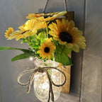 Sunflower Mason Jar Wall Lamp Set of 2 – DIY Artificial Flower Night Light Atmosphere Lamp for Party, Holiday & Home Decoration