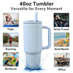 40oz Insulated Tumbler with Straw & Handle - Double Wall Stainless Steel Vacuum Cup for Hot & Cold Drinks, Reusable Travel Mug, 8 Colors | Nuvia Haven