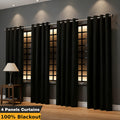 4-Panel Blackout Curtains Set Heat Insulating Noise Reducing Privacy Drapes for Bedroom Living Room Balcony – 6 Sizes 4 Colors